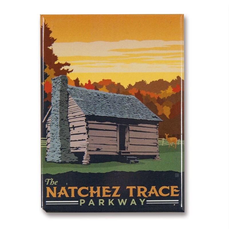 Natchez Trace Parkway Cabin Metal Magnet