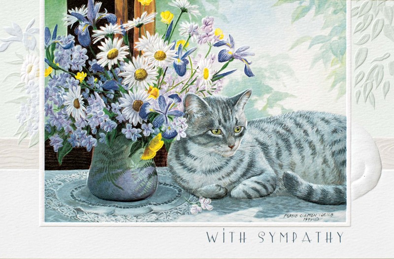 Peppermint Floral Cat Greeting Cards