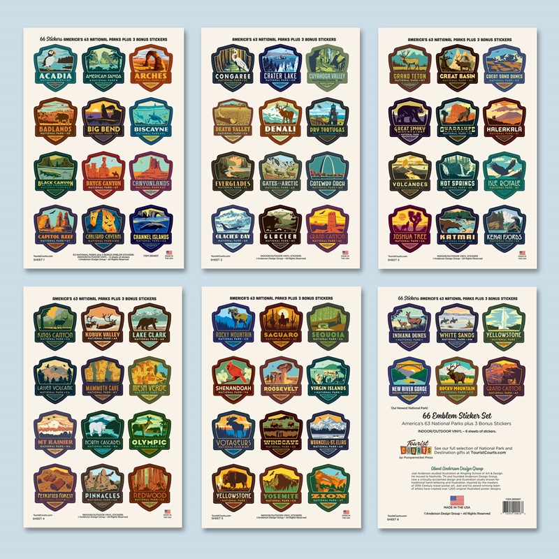 BIG EMBLEM: 63-Piece National Parks Sticker Set