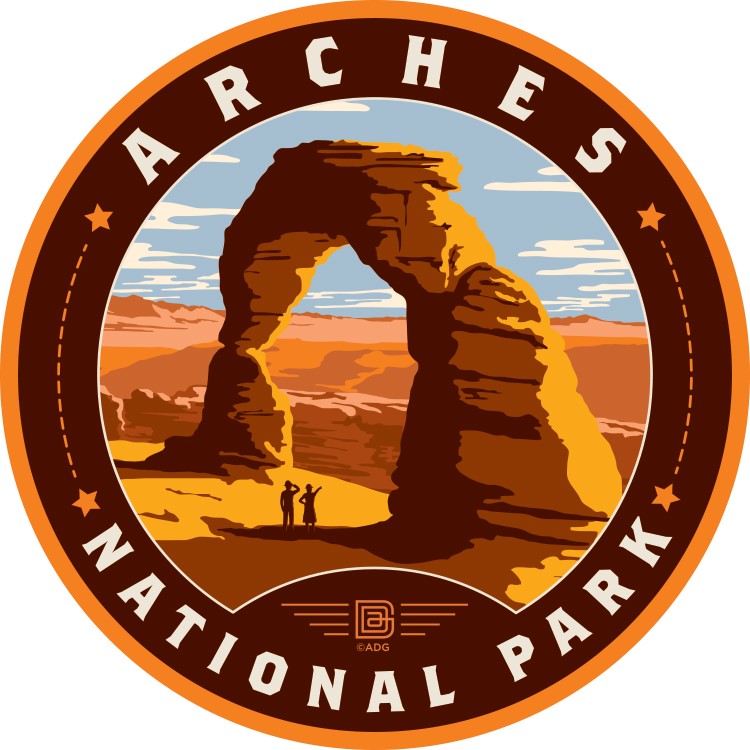 Arches NP Delicate Arch Circle Sticker Emblem Sticker