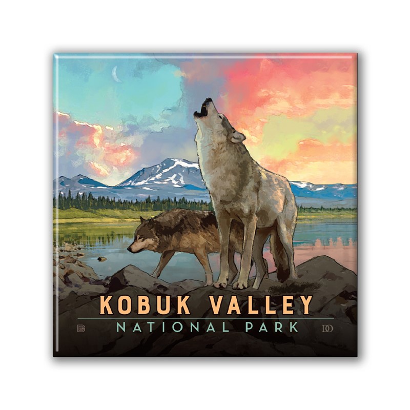 Kobuk Valley NP Wolves Square Magnet| Metal Magnet