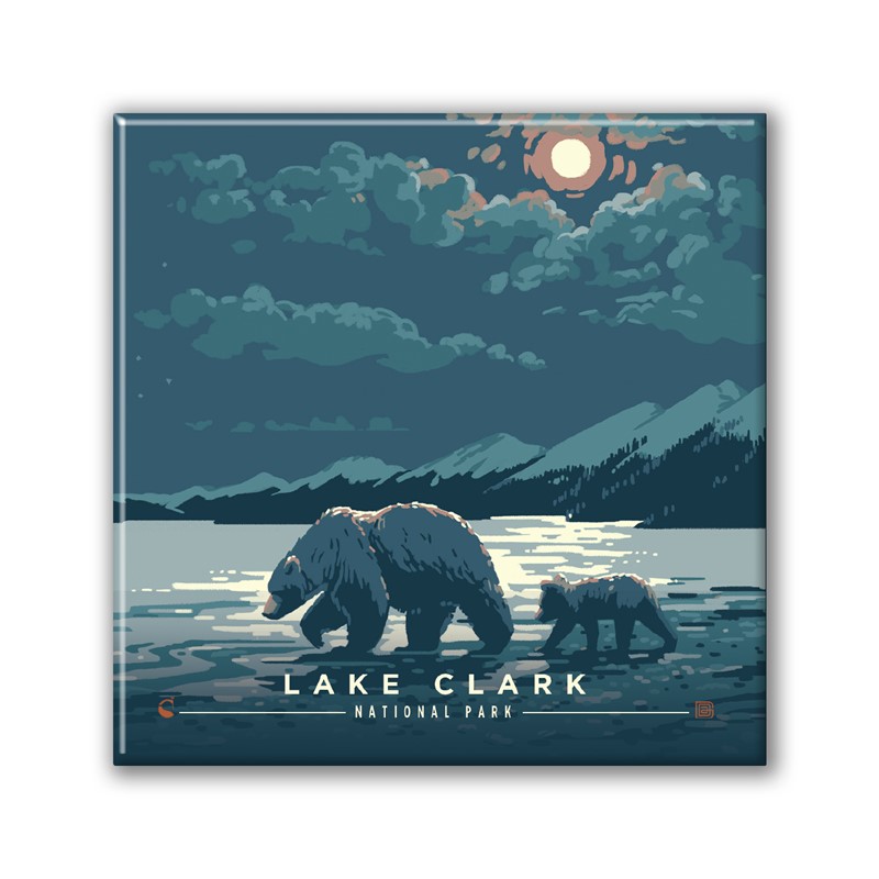 Lake Clark NP Moonlighting Square Magnet| Metal Magnet
