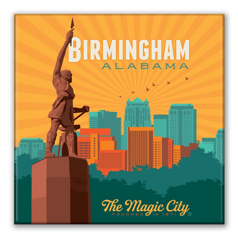 Birmingham Alabama Square Magnet | Metal Magnet
