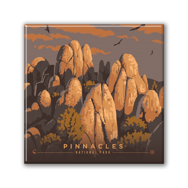 Pinnacles NP Soaring Sunrise Square Magnet| Metal Magnet