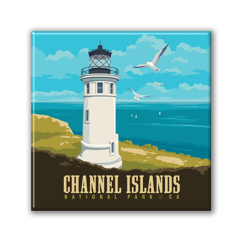 Channel Islands NP Anacapa Lighthouse Square Magnet|Metal Magnet
