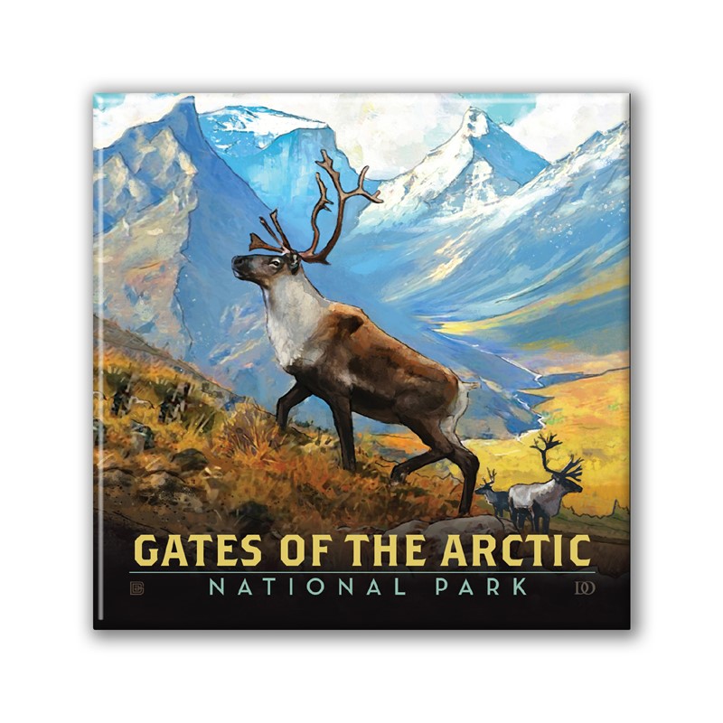 Gates of the Arctic NP Caribou Square Magnet|Metal Magnet