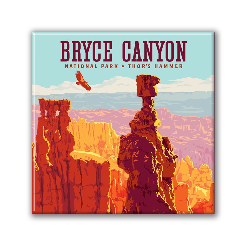 Bryce Canyon NP Thor's Hammer Square Magnet|Metal Magnet