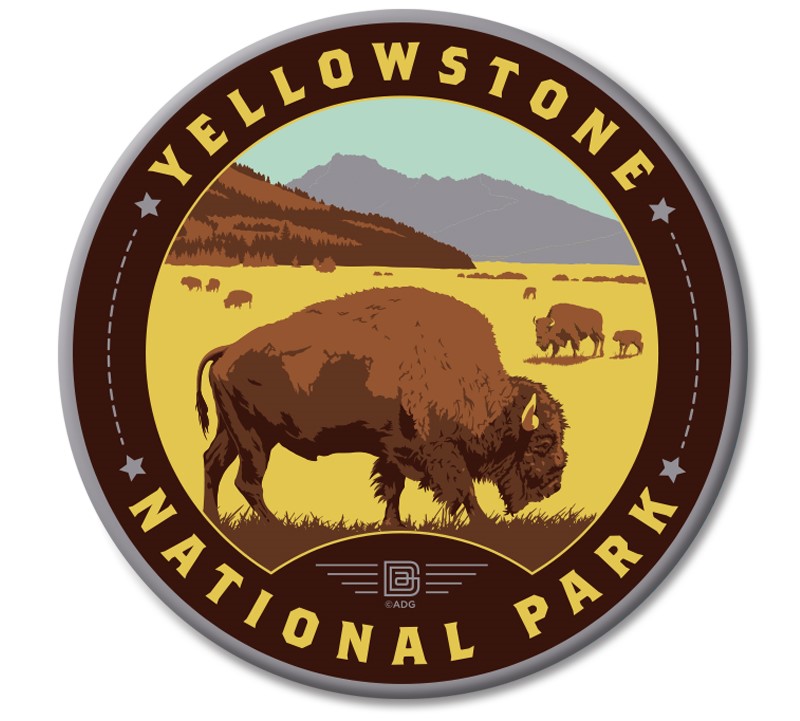 Yellowstone NP Bison Herd Circle Magnet | Made in the USA