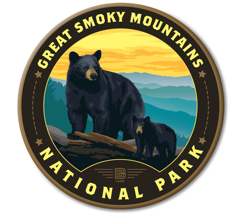 Great Smoky Mountains NP Black Bears Circle Magnet | Made in the USA