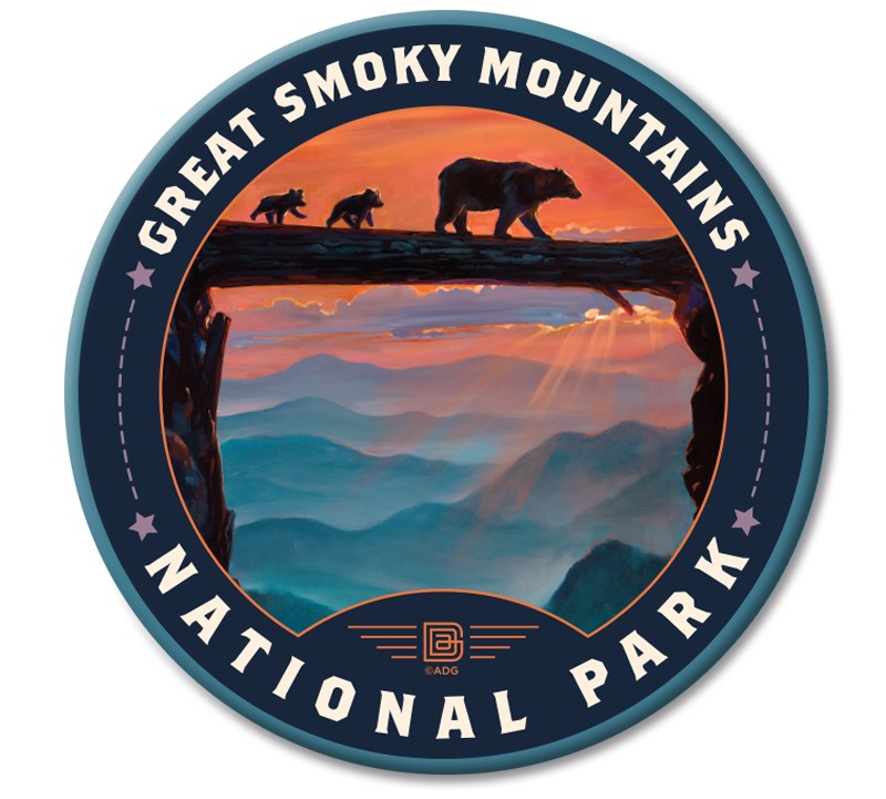 Great Smoky Mountains NP Bear Crossing Circle Magnet | Made in the USA