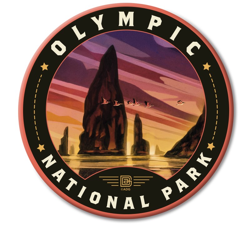 Olympic NP Pelican Sunset Circle Magnet| Made in the USA