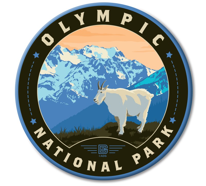 Olympic NP Mountain Goat Circle Magnet| Made in the USA