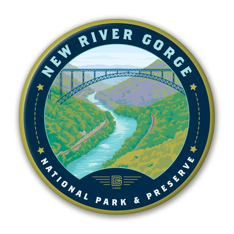 New River Gorge NP& Preserve Landscape Circle Magnet| Circle Magnets