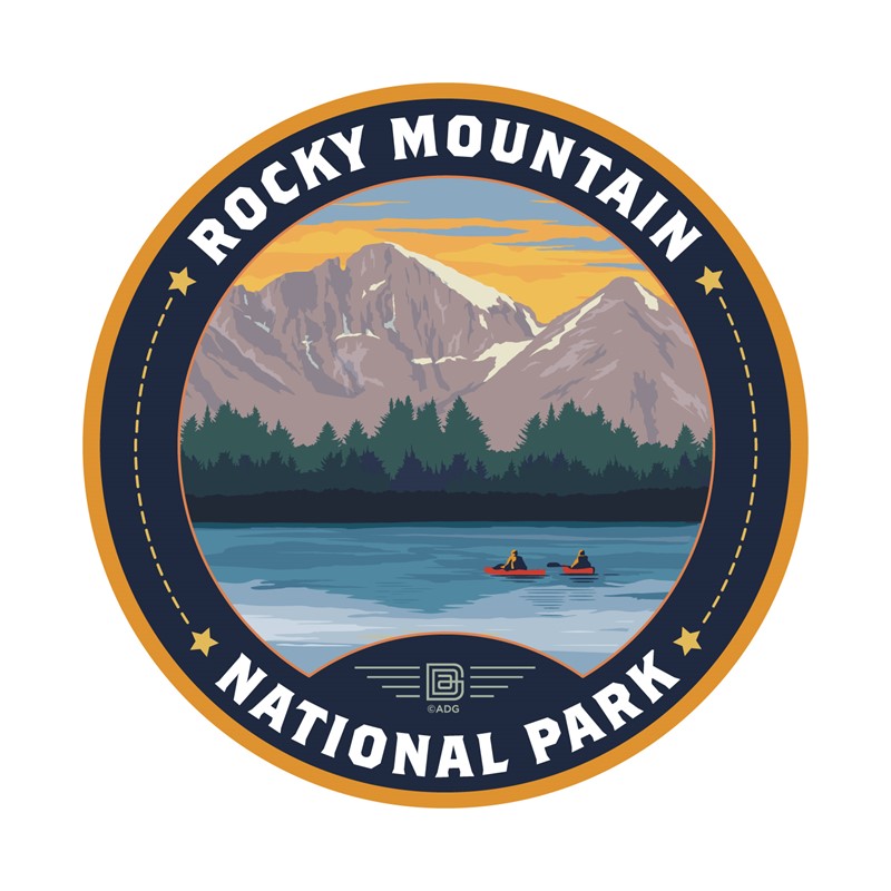 Rocky Mountain NP Kayakers Circle Sticker| Circle Sticker