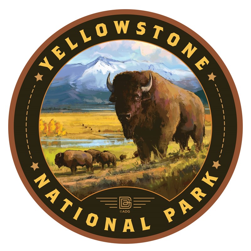 Yellowstone NP American Bison Circle Sticker | American Made