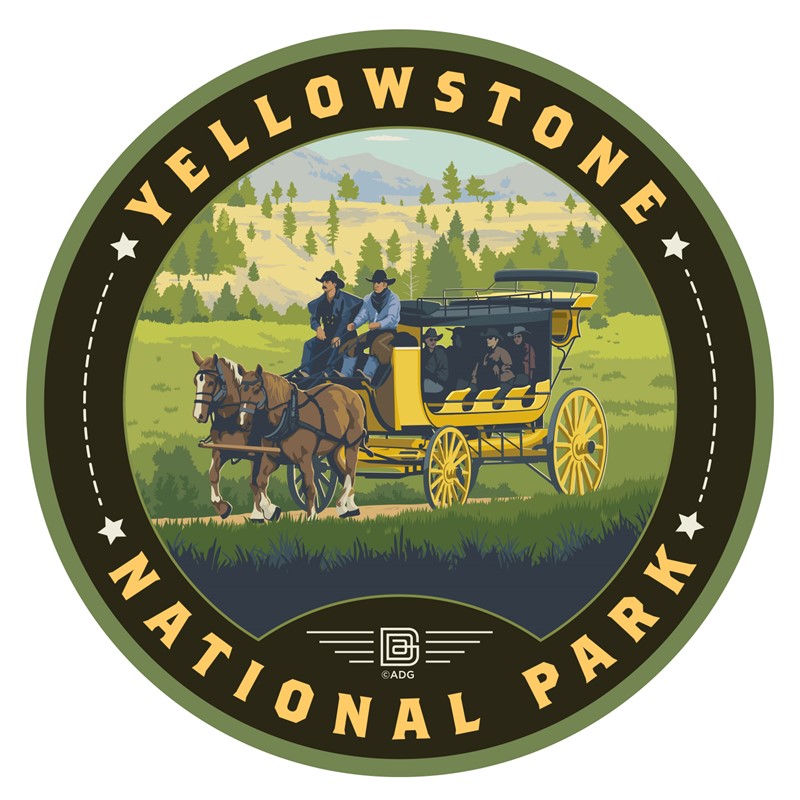 Yellowstone NP Stagecoach Adventure Circle Sticker | American Made