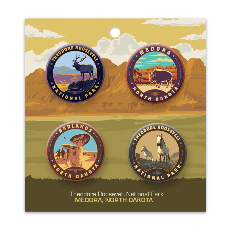 Theodore Roosevelt NP-Medora Button Pack of 4| Made in America