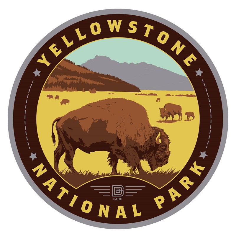 Yellowstone NP Bison Herd Circle Sticker| American Made
