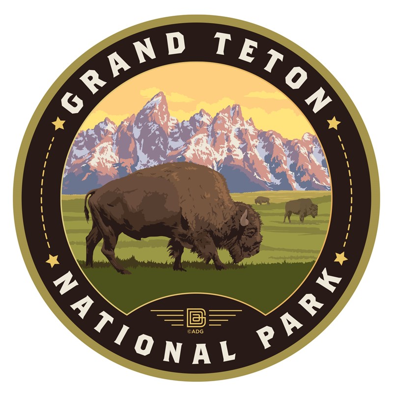 Grand Teton NP Bison Enjoy Circle Sticker| American Made