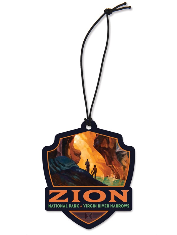 Zion NP Virgin River Narrows Emblem Wood Ornament | American Made
