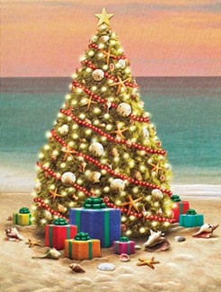 Tree in Paradise | Embossed seashell greeting cards