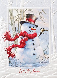Birch Snowman | American made Christmas cards