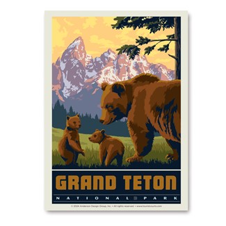 Grand Teton NP Wildlife Bears Vert Sticker | American Made
