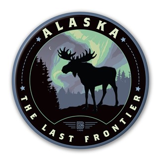 AK Northern Lights Moose Circle Magnet| Circle Magnets