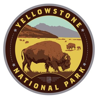 Yellowstone NP Bison Herd Circle Sticker| American Made