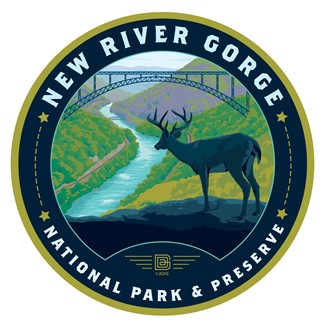 New River Gorge NP & Preserve Landscape Circle Sticker | Circle Sticker