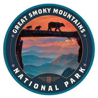Great Smoky Mountains NP Bear Crossing Circle Sticker| American Made