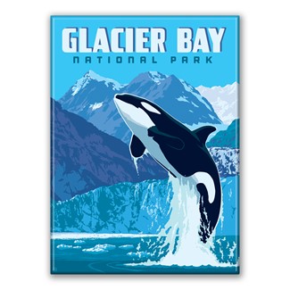Glacier Bay NP Leaping Orca Magnet | Metal Magnet