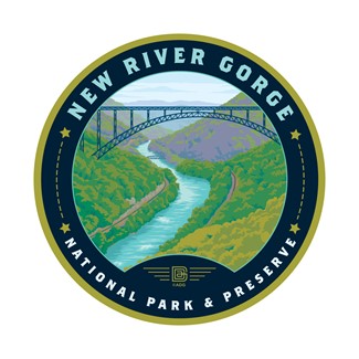 New River Gorge NP & Preserve Landscape Circle Sticker | Circle Sticker