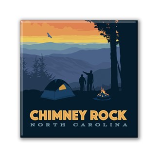 Chimney Rock NC Camping Square Magnet| Metal Magnet