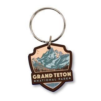 Grand Teton NP Morning Glory Emblem Wood Key Ring