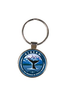 AK Whale Tail Circle Dome Key Ring