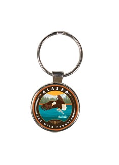 AK Eagle & Salmon Circle Dome Key Ring