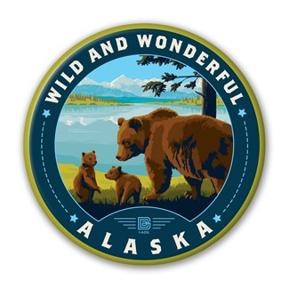 AK Wildlife Bears Circle Magnet