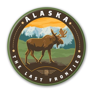 AK Frontier Moose Circle Magnet