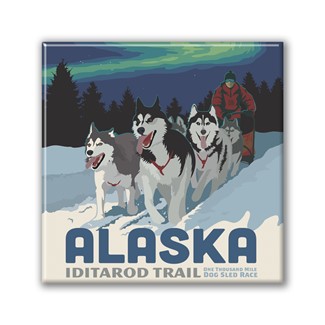 AK Dog Sled Square Magnet