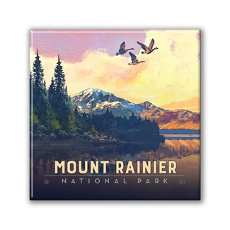 Mount Rainier NP Daybreak Square Magnet