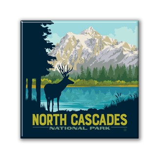 North Cascades NP Mule Deer Square Magnet