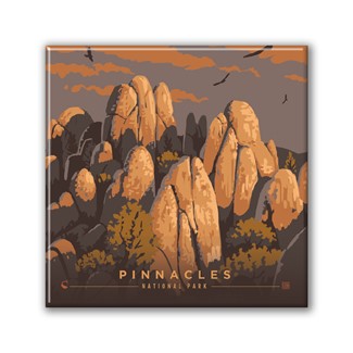 Pinnacles NP Soaring Sunrise Square Magnet