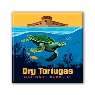 Dry Tortugas NP Sea Turtle Square Magnet