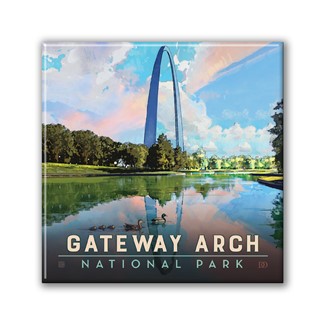 Gateway Arch NP Bird's-Eye View Square Magnet