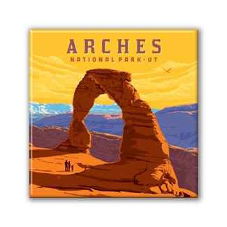 Arches NP Delicate Arch Sunset Square Magnet