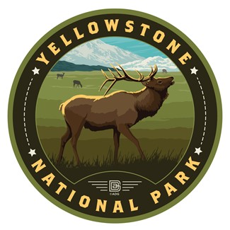 Yellowstone NP Bugling Elk Circle Sticker