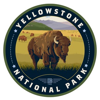 Yellowstone NP Bison Field Circle Sticker