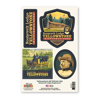 Yellowstone NP Roosevelt Lodge Stagecoach Sticker Set
