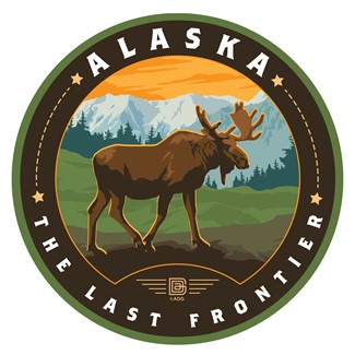 Alaska Frontier Moose Circle Sticker